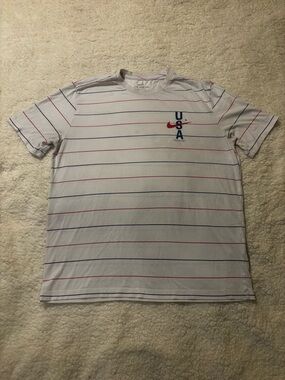 Nike USA Striped Crewneck T-Shirt - White / Red / Blue1326
